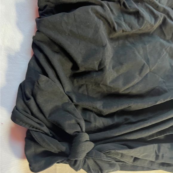 XS Express Women Top Black T-Shirt Drape Cross Wrap Front Back Tie Spring Summer - Picture 5 of 6